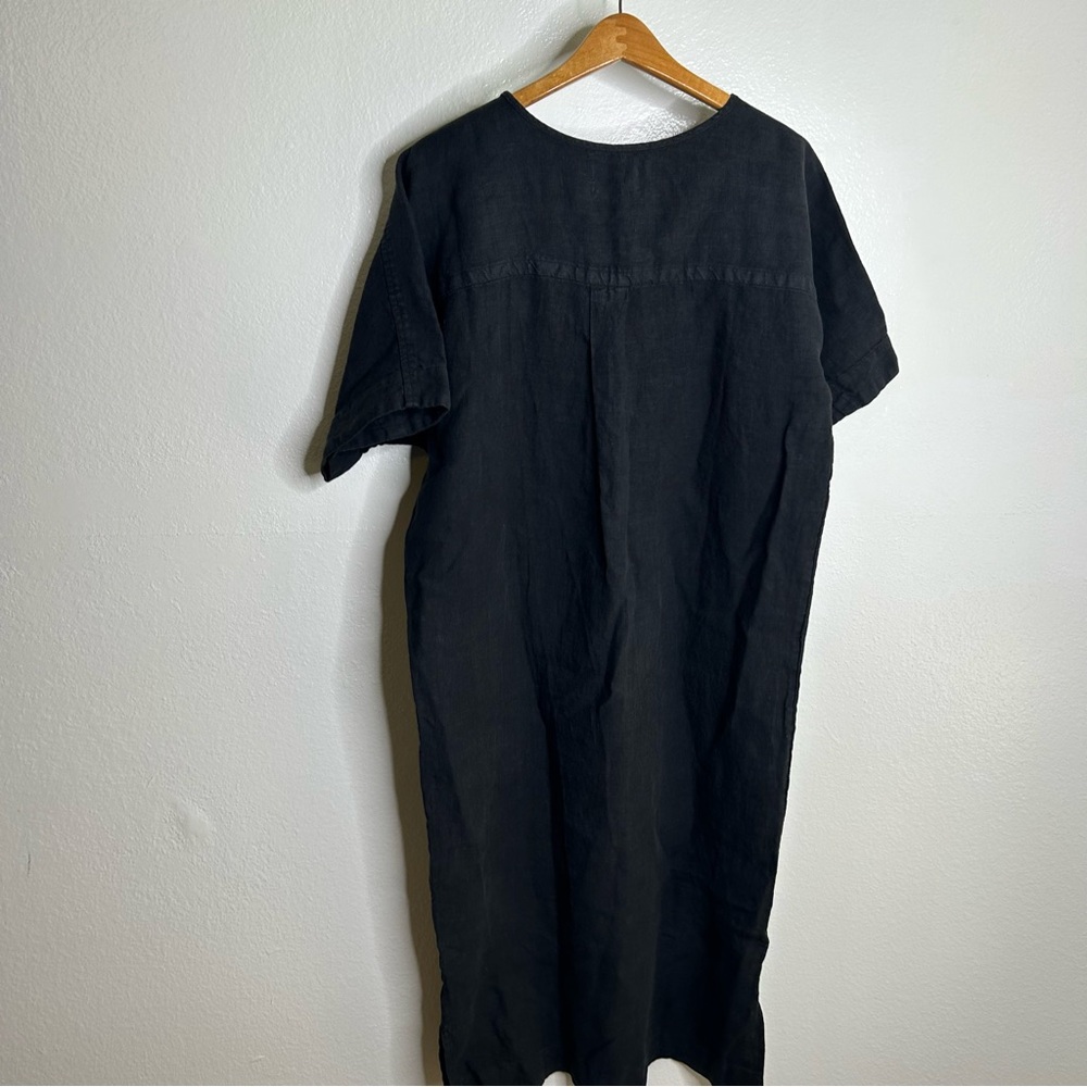 NWT MATE The Label 100% Organic Linen Black Tunic Short Sleeve Midi Dress - Picture 7 of 16
